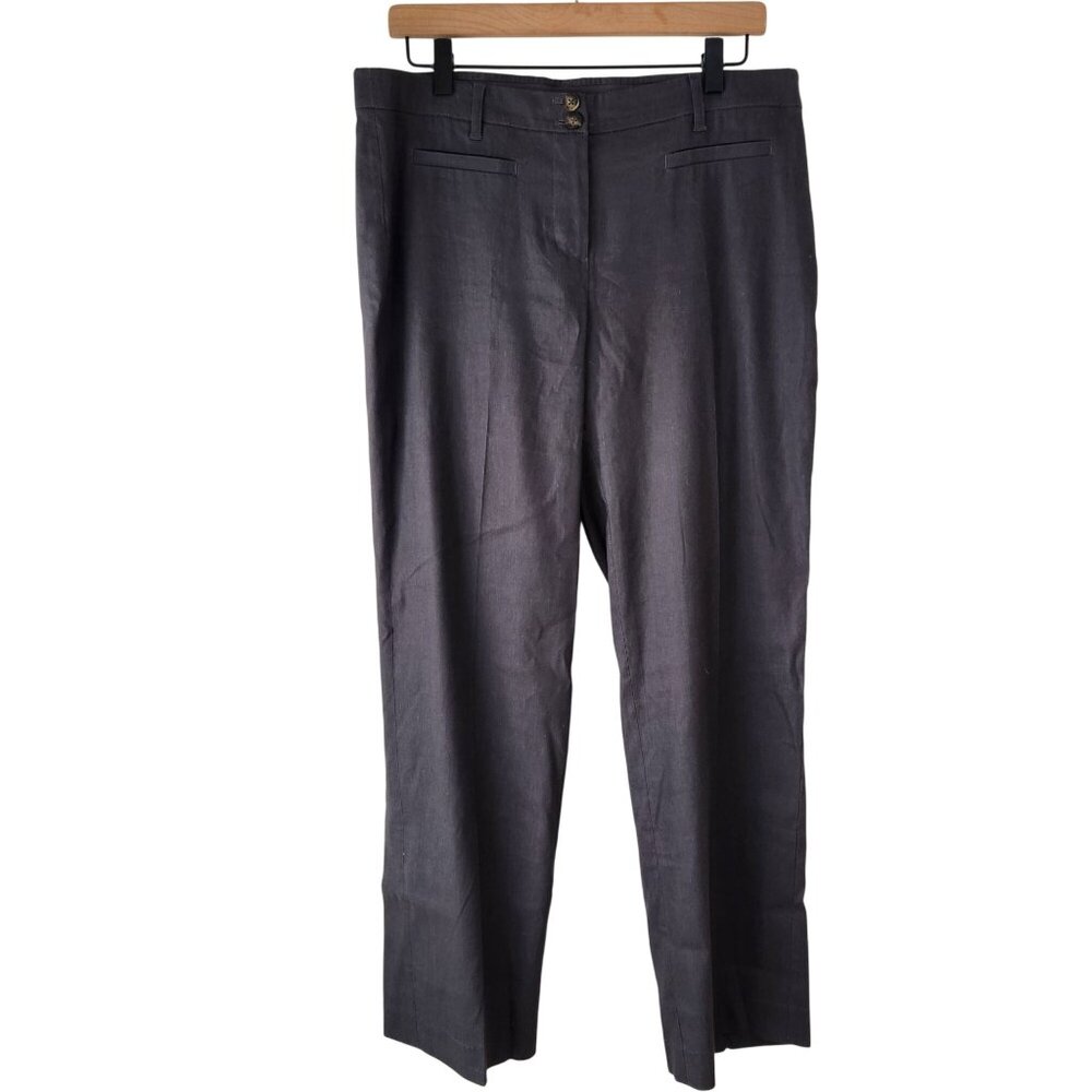 J. Jill Linen Stretch Grey Trousers Pants Straight Leg Career Professional Women